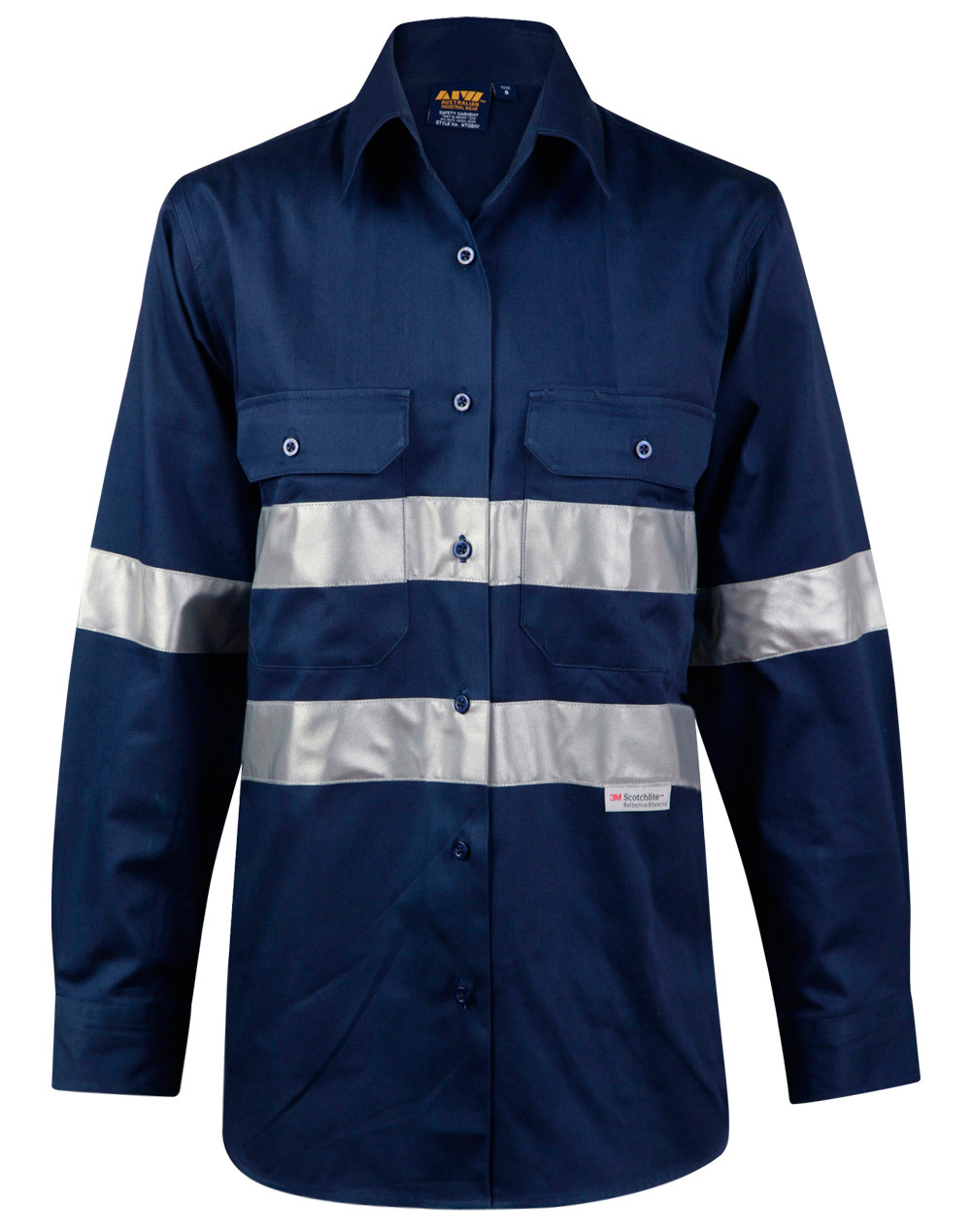 WOMEN'S COTTON DRILL WORK SHIRT WITH 3M TAPES - WT08HV - Australian ...